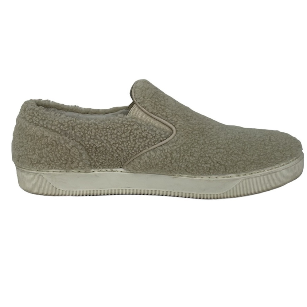 Moncler Shoes Flats Women's 6 Cream White Fuzzy Shearling Slip On Sneaker Italy - Picture 8 of 15